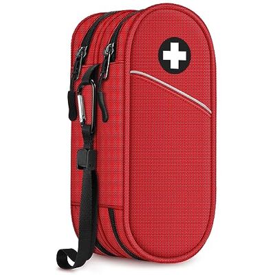 SITHON Double-Layer EpiPen Carrying Case Travel Medication Organiser, Red Emergency Medical Pouch Holds 2 EpiPens, Asthma Inhaler, Anti-Histamine, Auvi-Q and Allergy Medicine Essentials SITHON Double-Layer EpiPen Carrying Case Travel Medication Organiser, Red Emergency Medical Pouch Holds 2 EpiPens, Asthma Inhaler, Anti-Histamine, Auvi-Q and Allergy Medicine Essentials