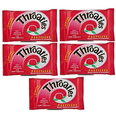 Throaties Strong Original Pastilles for Soft Soothing with Honey & Menthol X 5 Throaties Strong Original Pastilles for Soft Soothing with Honey & Menthol X 5
