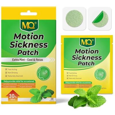 MQ Motion Sickness Patches, 28 Pcs Mint Flavor Travel Sickness Patches Non Drowsy Anti Nausea Patches Sea Sickness Patches for Cruise, Car, Plane Sea Sickness Patches for Cruise Travel, Anti Nausea Relief for Adults & Kids, Behind Ear & Navel, Lasts Up MQ Motion Sickness Patches, 28 Pcs Mint Flavor Travel Sickness Patches Non Drowsy Anti Nausea Patches Sea Sickness Patches for Cruise, Car, Plane Sea Sickness Patches for Cruise Travel, Anti Nausea Relief for Adults & Kids, Behind Ear & Navel, Lasts Up