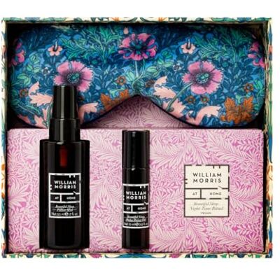 William Morris at Home Pillow Mist 50ml, Pulse Point Oil 10ml, Lavender Filled Velvet Eye Mask, Fragranced, Travel Size, Cruelty and Vegan Friendly, Beauty Gift For Her William Morris at Home Pillow Mist 50ml, Pulse Point Oil 10ml, Lavender Filled Velvet Eye Mask, Fragranced, Travel Size, Cruelty and Vegan Friendly, Beauty Gift For Her