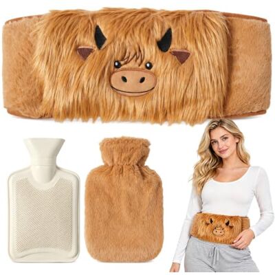 FXTBEG Hot Water Bottle Belt, 3 in1 Wearable Hot Water Bottle with Cover, 1L Fluffy Wrap Around Wearable Hot Water Bottle for Stomach, Period Pain Relief, Back, Tummy Shoulders, Large Size Brown FXTBEG Hot Water Bottle Belt, 3 in1 Wearable Hot Water Bottle with Cover, 1L Fluffy Wrap Around Wearable Hot Water Bottle for Stomach, Period Pain Relief, Back, Tummy Shoulders, Large Size Brown