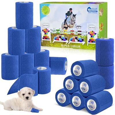 Wilcox equimed Equimed 16pc 7.5 cm Vet and Pet Self Adhesive Bandage Wrap Stretchy, Strong and Cohesive Non-Woven Individually Wrapped Conforming Compression Aid for Animal Athletic Relief (Hyacinth Blue) Wilcox equimed Equimed 16pc 7.5 cm Vet and Pet Self Adhesive Bandage Wrap Stretchy, Strong and Cohesive Non-Woven Individually Wrapped Conforming Compression Aid for Animal Athletic Relief (Hyacinth Blue)
