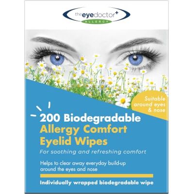 The Eye Doctor Hay Fever Relief Eyelid Wipes 200x Single Use Eye Wipes for Allergy & Hayfever Inflammation, Watery Itchy Eyes, Headaches & Migraines Cooling Soothing Relief The Eye Doctor Hay Fever Relief Eyelid Wipes 200x Single Use Eye Wipes for Allergy & Hayfever Inflammation, Watery Itchy Eyes, Headaches & Migraines Cooling Soothing Relief