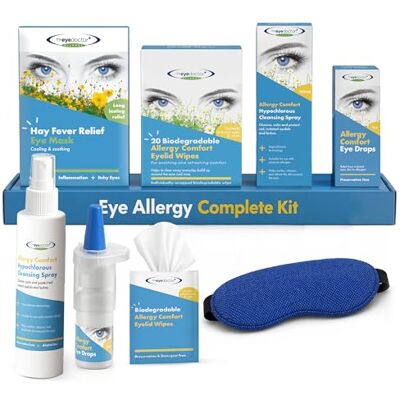 The Eye Doctor Eye Doctor Hayfever Kit, Cooling Mask Wipes Spray and Allergy Drops, Relief Four Step Routine, Cold Gel Compress, Pollen Removing Lid Pads and Mist, 1% Helichrysum Relief, Itchy Red Puffy Allergy Eyes The Eye Doctor Eye Doctor Hayfever Kit, Cooling Mask Wipes Spray and Allergy Drops, Relief Four Step Routine, Cold Gel Compress, Pollen Removing Lid Pads and Mist, 1% Helichrysum Relief, Itchy Red Puffy Allergy Eyes