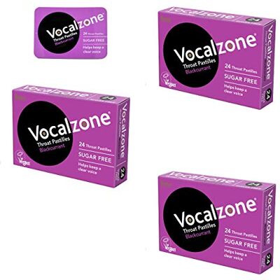 Vocalzone Throat Pastilles Blackcurrant Sugar Free 3 Packs + Free tin Vocalzone Throat Pastilles Blackcurrant Sugar Free 3 Packs + Free tin