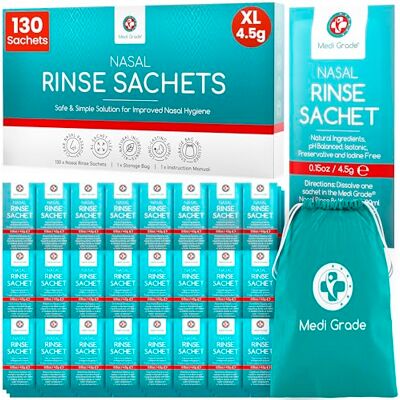 Medi Grade Sinus Rinse Sachets, 130 Salt Sachets for Nasal Rinse Medi Grade Sinus Rinse Sachets, 130 Salt Sachets for Nasal Rinse