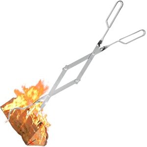 Uten 26" Fireplace Tongs Stainless Steel, Fire Pit Tool, Fire Pit Accessories Tool for Outdoor Indoor Camping BBQ Silver Uten 26" Fireplace Tongs Stainless Steel, Fire Pit Tool, Fire Pit Accessories Tool for Outdoor Indoor Camping BBQ Silver