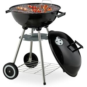 Relaxdays Kettle BBQ Grill, Ø 44 cm, Cooking Grate, Ash Collector, Charcoal Barbecue on Wheels, Garden & Patio, Black, Steel, Plastic, Stainless steel Relaxdays Kettle BBQ Grill, Ø 44 cm, Cooking Grate, Ash Collector, Charcoal Barbecue on Wheels, Garden & Patio, Black, Steel, Plastic, Stainless steel