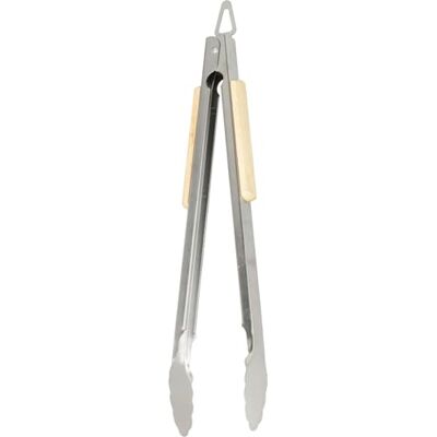 Galvog Kitchen Tongs Stainless Steel 37cm with Heat Resistant Wooden Grip Non Slip Handle BBQ Tongs for Grilling Cooking Barbecue Indoors/Outdoors Galvog Kitchen Tongs Stainless Steel 37cm with Heat Resistant Wooden Grip Non Slip Handle BBQ Tongs for Grilling Cooking Barbecue Indoors/Outdoors