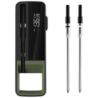 qimoi Wireless Food Meat Thermometer Digital Bluetooth BBQ Thermometer for Kitchen Cooking Oven Grill with 2 Probes qimoi Wireless Food Meat Thermometer Digital Bluetooth BBQ Thermometer for Kitchen Cooking Oven Grill with 2 Probes
