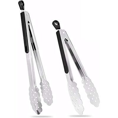 harmiey Kitchen Tongs, 2 Packs Barbecue Tongs (9” and 12”) Stainless Steel Cooking Tongs Heat Resistant Handle Smart Locking Clip Non-Slip for BBQ, Salad, Grill, Fry, Serving harmiey Kitchen Tongs, 2 Packs Barbecue Tongs (9” and 12”) Stainless Steel Cooking Tongs Heat Resistant Handle Smart Locking Clip Non-Slip for BBQ, Salad, Grill, Fry, Serving