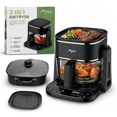 Angaar Korean BBQ Hotpot & Electric Grill, 3-in-1 Tabletop Cooker – 1400W 4.5L Glass Basket, Shabu Shabu, Air Fry & Contact Grill, Ceramic Non-Stick, 60-Min Timer Angaar Korean BBQ Hotpot & Electric Grill, 3-in-1 Tabletop Cooker – 1400W 4.5L Glass Basket, Shabu Shabu, Air Fry & Contact Grill, Ceramic Non-Stick, 60-Min Timer