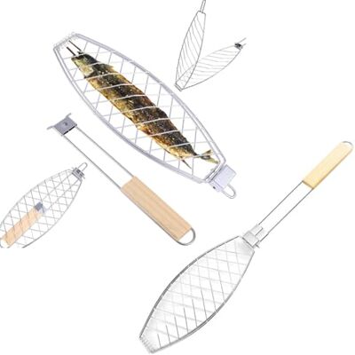 Generic Fish Grill Basket,Non-Stick Grilling Rack,Iron Foldable Basket with Wooden Handle,BBQ Accessories Portable Stainless Steel Folding Barbecue Grill Basket Net for Outdoor Camping and Picnics Cooking Generic Fish Grill Basket,Non-Stick Grilling Rack,Iron Foldable Basket with Wooden Handle,BBQ Accessories Portable Stainless Steel Folding Barbecue Grill Basket Net for Outdoor Camping and Picnics Cooking