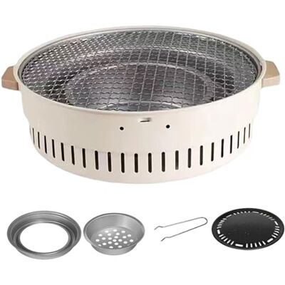 Ngbbby Portable Grill Charcoal, Dual-mode Korean Bbq Grill Set Outdoor Grills & Smokers With Net & Frying Pan For Indoor/outdoor Use, Charcoal Grills Ngbbby Portable Grill Charcoal, Dual-mode Korean Bbq Grill Set Outdoor Grills & Smokers With Net & Frying Pan For Indoor/outdoor Use, Charcoal Grills