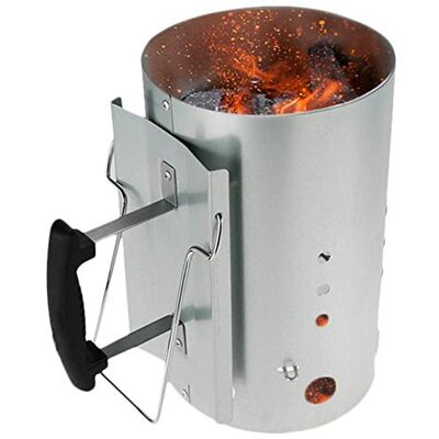 SA Products BBQ Chimney Starter Aluminium Charcoal Lighter Canister with Heat-Insulated Safety Handle, Cone-Shaped Coal Holder, Vent Holes Portable BBQ Grill Accessories for Camping 30.5x20cm SA Products BBQ Chimney Starter Aluminium Charcoal Lighter Canister with Heat-Insulated Safety Handle, Cone-Shaped Coal Holder, Vent Holes Portable BBQ Grill Accessories for Camping 30.5x20cm