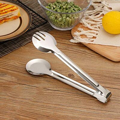 SENRISE Kitchen Tongs Stainless Steel Food Tongs, Serving Tongs, Heat Resistant BBQ Tongs Set for Cooking, Serving, Barbecue, Buffet, Salad, Ice, Oven – 24 CM (9.5 Inch) (Round Tong, 2 PCS) SENRISE Kitchen Tongs Stainless Steel Food Tongs, Serving Tongs, Heat Resistant BBQ Tongs Set for Cooking, Serving, Barbecue, Buffet, Salad, Ice, Oven – 24 CM (9.5 Inch) (Round Tong, 2 PCS)