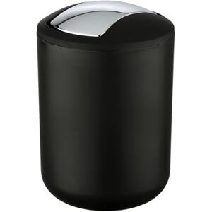 WENKO 21211100 Swing cover bin Brasil Black S unbreakable, capacity 2 L, Thermoplastic elastomer (TPE), 14 x 19 x 14 cm, Black WENKO 21211100 Swing cover bin Brasil Black S unbreakable, capacity 2 L, Thermoplastic elastomer (TPE), 14 x 19 x 14 cm, Black