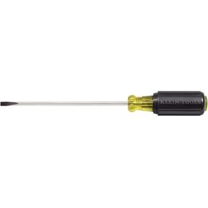 KLEIN TOOLS Flat Head Screwdriver, 3/16-Inch Cabinet Tip with 10-Inch Round Shank 601-10, Black/Yellow KLEIN TOOLS Flat Head Screwdriver, 3/16-Inch Cabinet Tip with 10-Inch Round Shank 601-10, Black/Yellow
