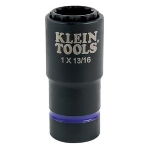 KLEIN TOOLS 66015 2-in-1 Impact Socket with 12-Point Deep Sockets, Coaxial Spring Loaded in 1- and 13/16-Inch Sizes KLEIN TOOLS 66015 2-in-1 Impact Socket with 12-Point Deep Sockets, Coaxial Spring Loaded in 1- and 13/16-Inch Sizes