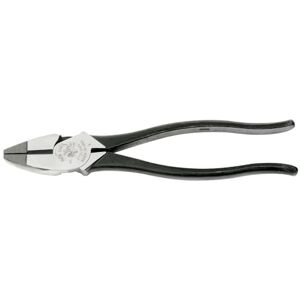 KLEIN TOOLS 213-9NE High Leverage Side-Cutting Pliers with Knurled Jaws, Made in USA, Handle Tempering and Induction Hardened Knives KLEIN TOOLS 213-9NE High Leverage Side-Cutting Pliers with Knurled Jaws, Made in USA, Handle Tempering and Induction Hardened Knives