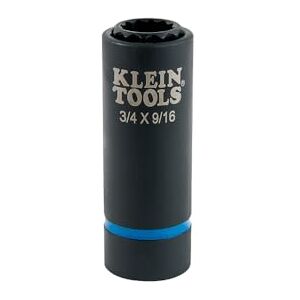 KLEIN TOOLS 66001 2-in-1 Impact Socket, Socket Wrench Sizes 3/4-Inch and 9/16-Inch Hex, 12-Point Deep Socket with 1/2-Inch Drive KLEIN TOOLS 66001 2-in-1 Impact Socket, Socket Wrench Sizes 3/4-Inch and 9/16-Inch Hex, 12-Point Deep Socket with 1/2-Inch Drive