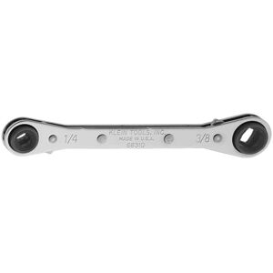 KLEIN TOOLS 68310 Ratcheting Refrigeration Wrench, Made in USA, Reversible Wrench with 3/16 and 5/16-Inch Square and 1/4 and 3/8-Inch Square Sizes KLEIN TOOLS 68310 Ratcheting Refrigeration Wrench, Made in USA, Reversible Wrench with 3/16 and 5/16-Inch Square and 1/4 and 3/8-Inch Square Sizes