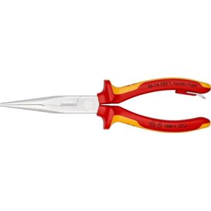 KNIPEX Snipe Nose Side Cutting Pliers (Stork Beak Pliers) in Blister Chrome-Plated Insulated with Multi-Component Grips, VDE-Tested, 26 16 200 T BK KNIPEX Snipe Nose Side Cutting Pliers (Stork Beak Pliers) in Blister Chrome-Plated Insulated with Multi-Component Grips, VDE-Tested, 26 16 200 T BK