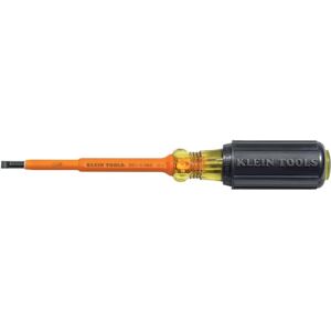 KLEIN TOOLS Insulated Screwdriver, 3/16-Inch Cabinet Tip with 4-Inch Shank 601-4-INS KLEIN TOOLS Insulated Screwdriver, 3/16-Inch Cabinet Tip with 4-Inch Shank 601-4-INS
