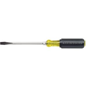KLEIN TOOLS 602-10 Flathead Screwdriver with 3/8-Inch Keystone Tip, Made in USA, 10-Inch Heavy Duty Round Shank KLEIN TOOLS 602-10 Flathead Screwdriver with 3/8-Inch Keystone Tip, Made in USA, 10-Inch Heavy Duty Round Shank