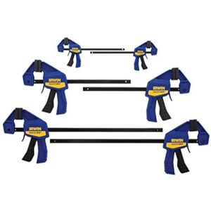 IRWIN Quick-Grip Bar Clamp, One-Handed, Mini, 6-Pack (1964749), Blue IRWIN Quick-Grip Bar Clamp, One-Handed, Mini, 6-Pack (1964749), Blue