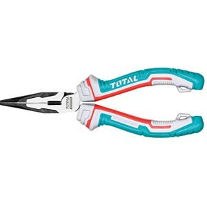 TOTAL Reinforced Flat Nose Pliers Ideal for Holding, Bending & Cutting Chrome Vanadium Steel 3 Material Fibre Handle Tool Belt Compatible Fall Protection, Black, 180 mm TOTAL Reinforced Flat Nose Pliers Ideal for Holding, Bending & Cutting Chrome Vanadium Steel 3 Material Fibre Handle Tool Belt Compatible Fall Protection, Black, 180 mm