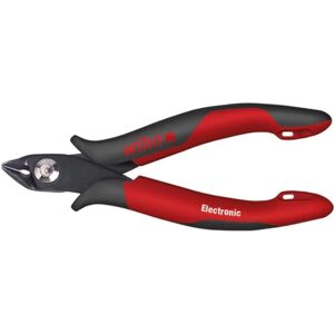 Wiha Electronic Bevel Cutter with Wide Pointed Head/Insulated Pliers with 48° Angled Blade Without Bevel Includes Opening Spring / 138 mm Wiha Electronic Bevel Cutter with Wide Pointed Head/Insulated Pliers with 48° Angled Blade Without Bevel Includes Opening Spring / 138 mm