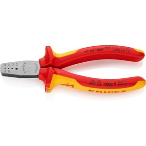 KNIPEX Crimping Pliers for Wire Ferrules Insulated with Multi-Component Grips, VDE-Tested 145 mm, 97 68 145 A KNIPEX Crimping Pliers for Wire Ferrules Insulated with Multi-Component Grips, VDE-Tested 145 mm, 97 68 145 A