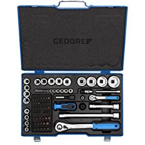 GEDORE 81-piece Socket Spanner Set, Metric, 1/4" + 1/2" Steel, Blue GEDORE 81-piece Socket Spanner Set, Metric, 1/4" + 1/2" Steel, Blue