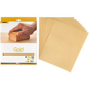 Mirka Gold sandpaper sanding sheet / 230x280 mm / grit P180 / 10 pcs / For sanding plaster, filler, chipboard, wood, varnish. Mirka Gold sandpaper sanding sheet / 230x280 mm / grit P180 / 10 pcs / For sanding plaster, filler, chipboard, wood, varnish.