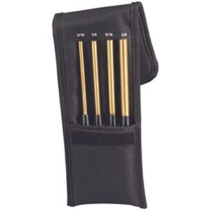 Starrett SB248Z Extended Brass Drive Pin Punch 4-Piece Set, 3/16"-3/8" Diameters, 8" Overall, 3-1/2" Pin Length, In Fabric Pouch Starrett SB248Z Extended Brass Drive Pin Punch 4-Piece Set, 3/16"-3/8" Diameters, 8" Overall, 3-1/2" Pin Length, In Fabric Pouch