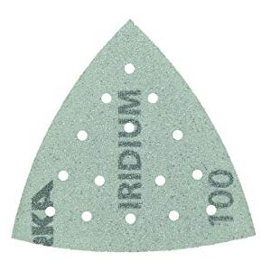 Mirka Iridium Sanding Triangle Premium Sandpaper 93x93x93mm 15-Hole Grip, Grit 100, 50 pcs / For sanding paint, putty, primer, wood, steel, mineral materials, plastic. Mirka Iridium Sanding Triangle Premium Sandpaper 93x93x93mm 15-Hole Grip, Grit 100, 50 pcs / For sanding paint, putty, primer, wood, steel, mineral materials, plastic.