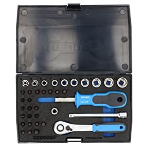 GEDORE 37-piece Socket spanner set, hexagonal, 1/4", Tool, Ratchet with lever reverse bits, for carmotive, D20 KMU 20 GEDORE 37-piece Socket spanner set, hexagonal, 1/4", Tool, Ratchet with lever reverse bits, for carmotive, D20 KMU 20