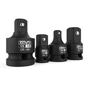 LEXIVON Impact Socket Adapter Reducer, Set of 4, 1/2" 1/4" to 3/8" 3/8" to 1/4" 1/2" Converter Adapter Set Fits Impact Driver, Torque Wrench, Power Drill, Ratchet (LX-112) LEXIVON Impact Socket Adapter Reducer, Set of 4, 1/2" 1/4" to 3/8" 3/8" to 1/4" 1/2" Converter Adapter Set Fits Impact Driver, Torque Wrench, Power Drill, Ratchet (LX-112)