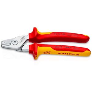KNIPEX Stepcut Cable Shears Chrome-Plated Insulated with Multi-Component Grips, VDE-Tested 160 mm, 95 16 160 KNIPEX Stepcut Cable Shears Chrome-Plated Insulated with Multi-Component Grips, VDE-Tested 160 mm, 95 16 160