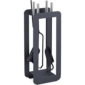 Relaxdays 5-Piece Fireplace Companion Set Steel Utility Accessories, Modern, Stand, Tongs, Shovel, Poker, Grey/Silver, 60 x 22.5 x 16 cm Relaxdays 5-Piece Fireplace Companion Set Steel Utility Accessories, Modern, Stand, Tongs, Shovel, Poker, Grey/Silver, 60 x 22.5 x 16 cm