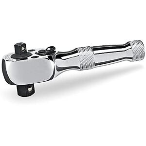 Powerbuilt Stubby Ratchet, Dual Head Ratchet, 1/4 Inch and 3/8 Inch Drive, Reversible Switch, 72 Tooth, Small Tight Space 640931, Silver Powerbuilt Stubby Ratchet, Dual Head Ratchet, 1/4 Inch and 3/8 Inch Drive, Reversible Switch, 72 Tooth, Small Tight Space 640931, Silver