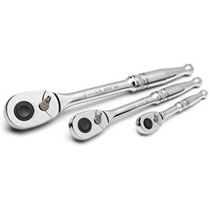 SATA 3-Piece Quick-Release Ratchet Set with Teardrop Head, Full-Polished Chrome Solid Handle, 1/4, 3/8, 1/2-Inch ST14901U, Silver SATA 3-Piece Quick-Release Ratchet Set with Teardrop Head, Full-Polished Chrome Solid Handle, 1/4, 3/8, 1/2-Inch ST14901U, Silver