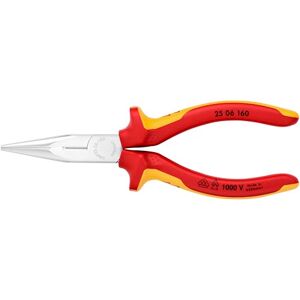 KNIPEX Tools Long Nose Pliers with Cutter, Chrome, 1000V Insulated (2506160) KNIPEX Tools Long Nose Pliers with Cutter, Chrome, 1000V Insulated (2506160)