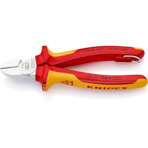 KNIPEX Diagonal Cutter Chrome-Plated Insulated with Multi-Component Grips, VDE-Tested with Integrated Insulated Tether Attachment Point, 70 06 160 T KNIPEX Diagonal Cutter Chrome-Plated Insulated with Multi-Component Grips, VDE-Tested with Integrated Insulated Tether Attachment Point, 70 06 160 T
