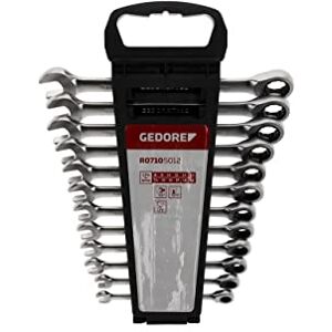 Gedore Red Combination ratchet spanner set with ring ratchet, 12-pc. Set, AF 8-19 mm, Flat, Spanner, R07105012 Gedore Red Combination ratchet spanner set with ring ratchet, 12-pc. Set, AF 8-19 mm, Flat, Spanner, R07105012
