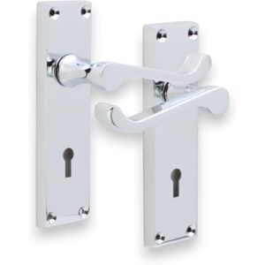 Infinity Pack of Victorian Scroll Internal Lever Lock Door Handle on Rectangular Backplate in Polished Chrome for Interior and Exterior Doors Infinity Pack of Victorian Scroll Internal Lever Lock Door Handle on Rectangular Backplate in Polished Chrome for Interior and Exterior Doors