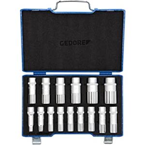 GEDORE 15-piece Socket spanner set, Bi-hex, 1/2", 10-24 mm, Tool, Ratchet with lever reverse, for carmotive, D19 KMU-20 GEDORE 15-piece Socket spanner set, Bi-hex, 1/2", 10-24 mm, Tool, Ratchet with lever reverse, for carmotive, D19 KMU-20