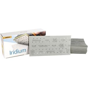 Mirka Iridium Premium Sandpaper 115x230mm / Hook & loop / 55-hole/Grit 180/50 pcs/For sanding paint, putty, primer, wood, steel, mineral-based materials, plastic Mirka Iridium Premium Sandpaper 115x230mm / Hook & loop / 55-hole/Grit 180/50 pcs/For sanding paint, putty, primer, wood, steel, mineral-based materials, plastic