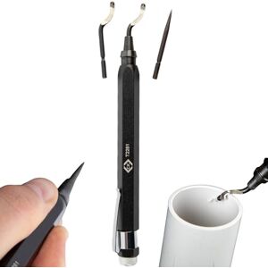 C.K Tools 2-in-1 Deburring and Scribe Tool, 2 HSS Deburr Tips, 1 HSS Scribing Tip, Pocket Clip, Internal Storage, Black Oxide Finish, For Metal Plastic Pipe Edge Marking, Aluminium Body, CK T2281 C.K Tools 2-in-1 Deburring and Scribe Tool, 2 HSS Deburr Tips, 1 HSS Scribing Tip, Pocket Clip, Internal Storage, Black Oxide Finish, For Metal Plastic Pipe Edge Marking, Aluminium Body, CK T2281